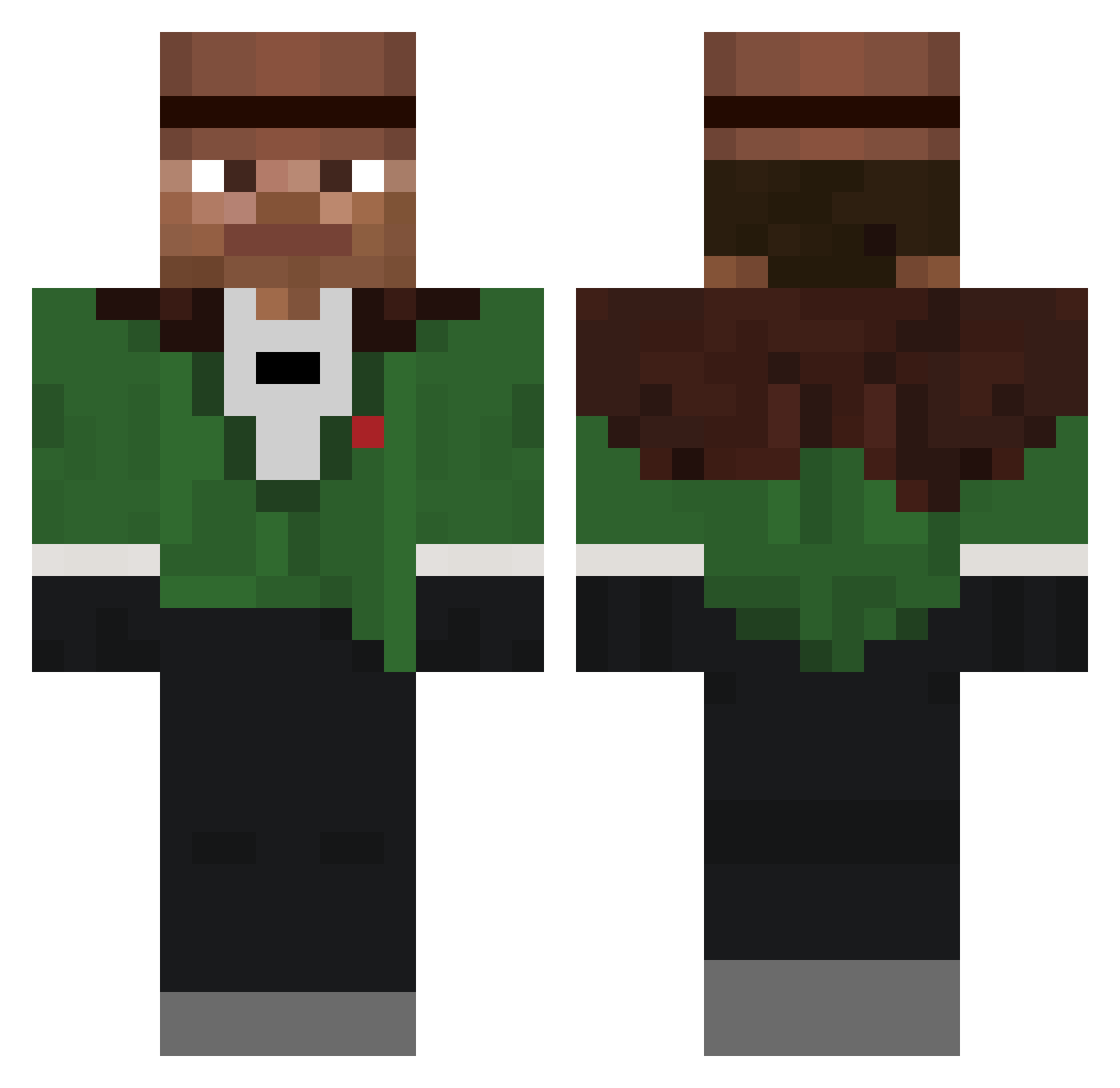 WhatTheKirk Minecraft skin, front and back view