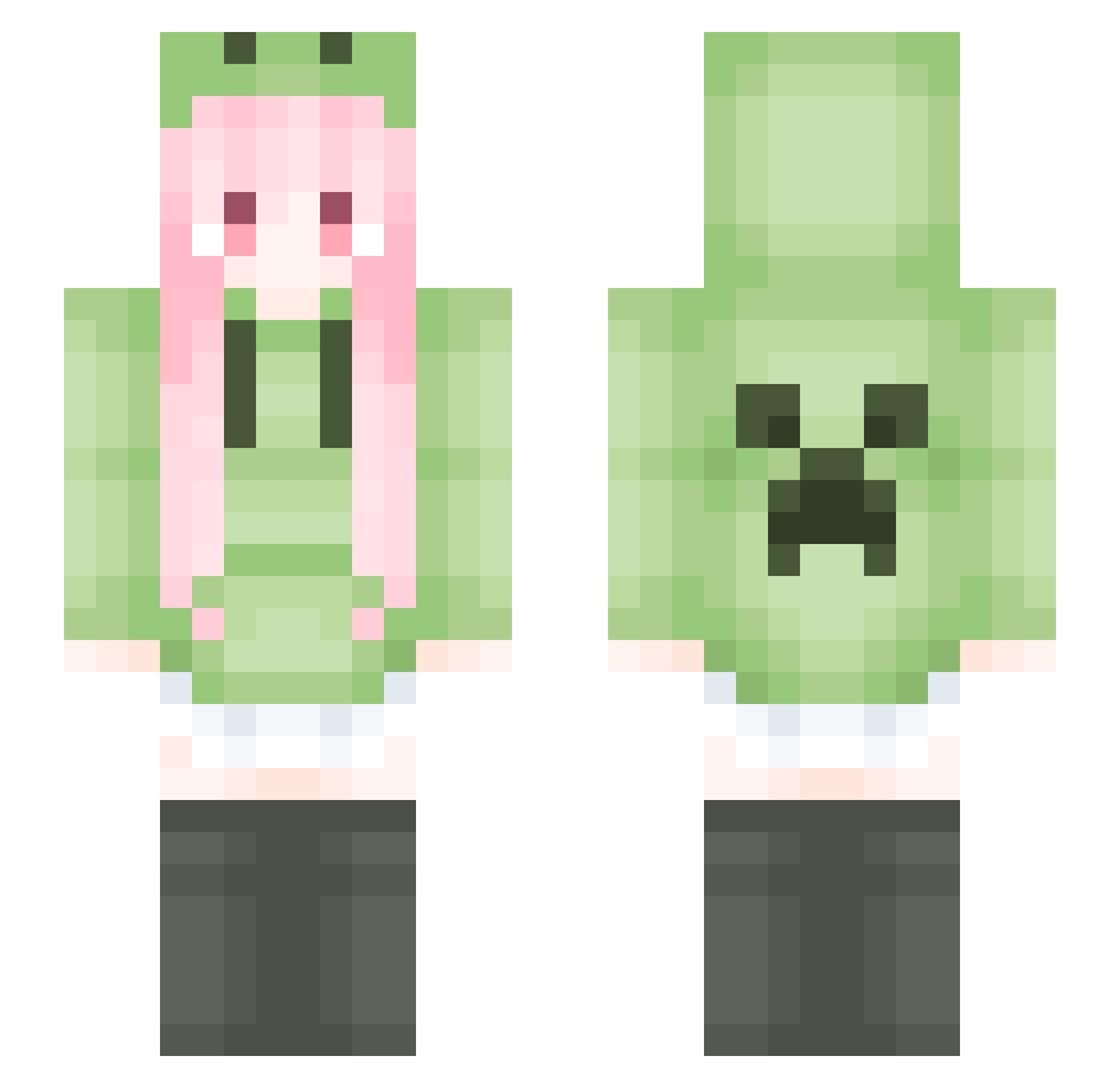 Kioadamique Minecraft skin, front and back view