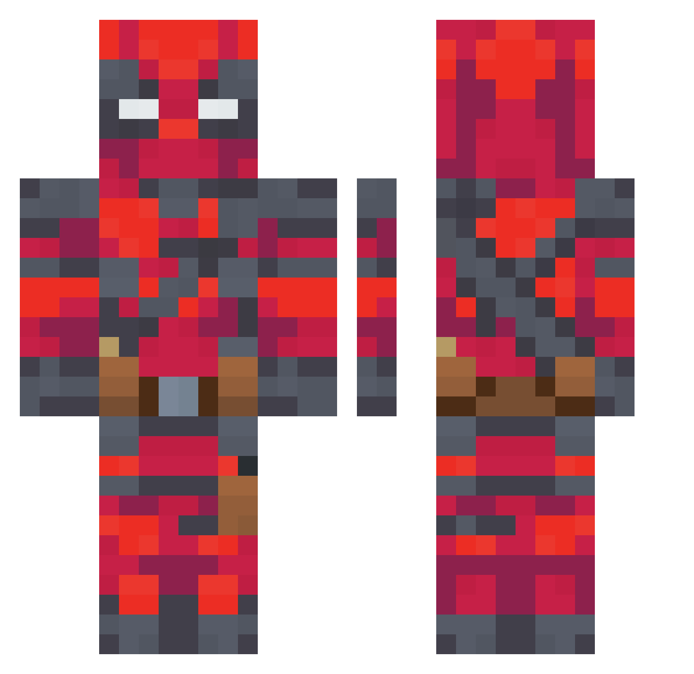 RlZLER Minecraft skin, front and back view
