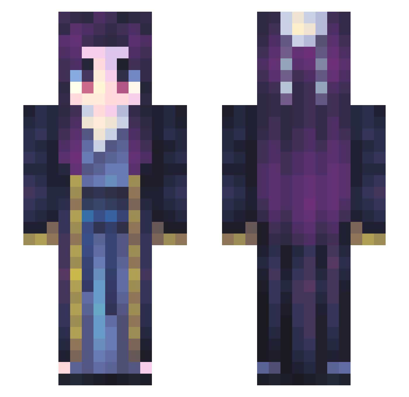 Mononokean Minecraft skin, front and back view