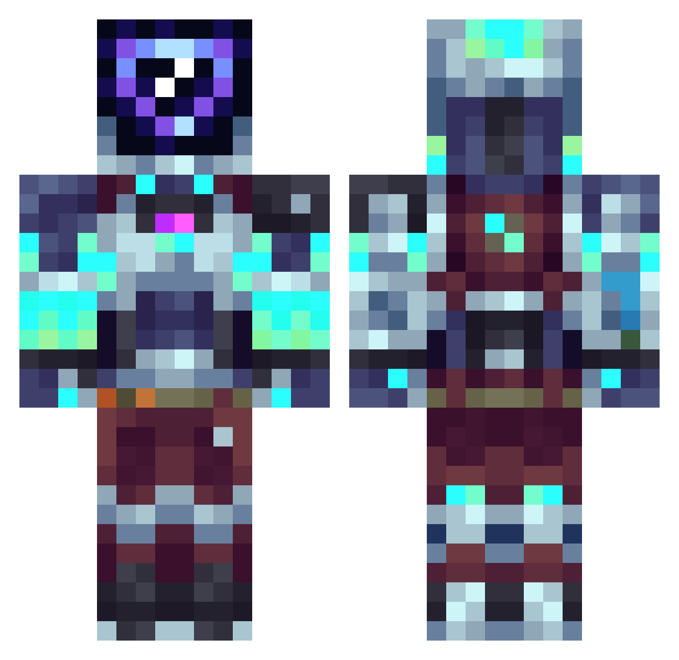 Pander07 Minecraft skin, front and back view