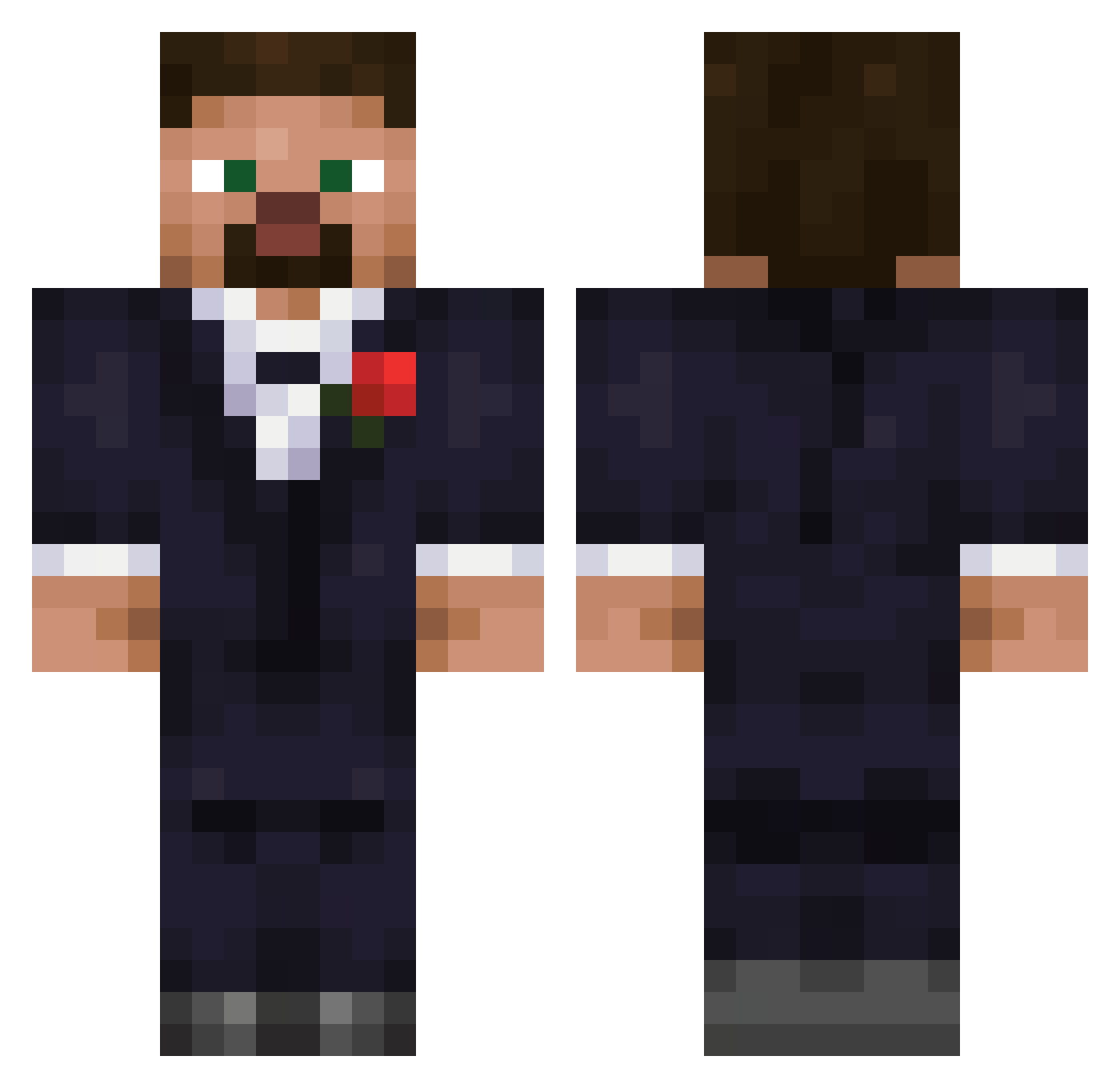 GentStan Minecraft skin, front and back view