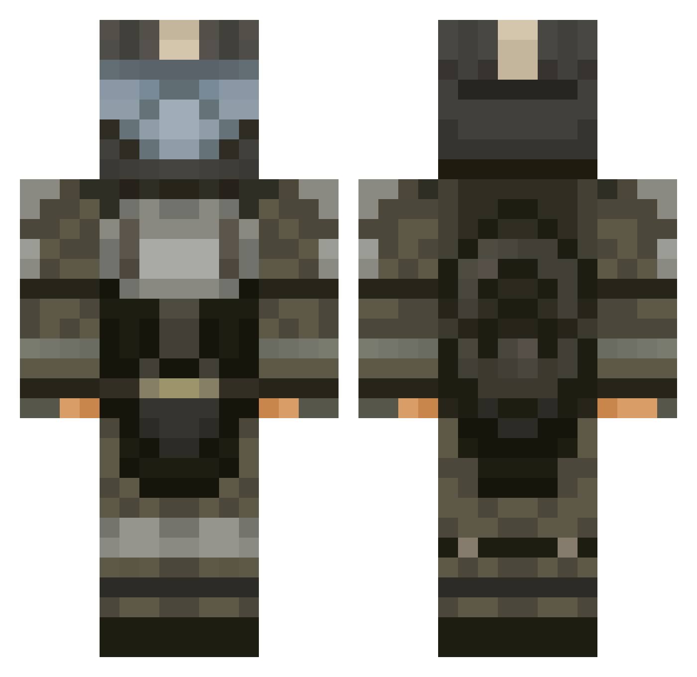 WavySea Minecraft skin, front and back view