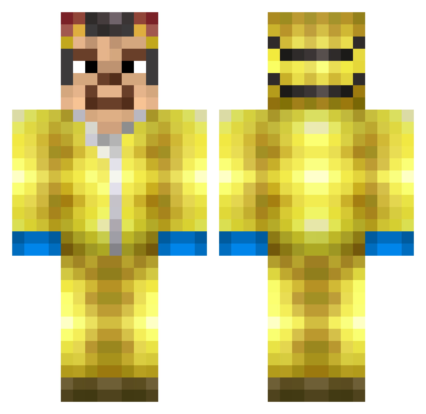 SneakButNotIz Minecraft skin, front and back view