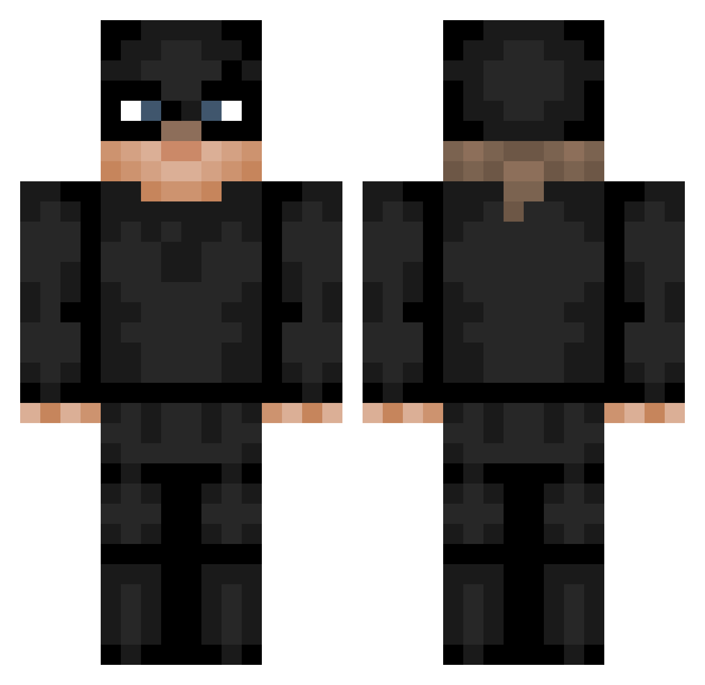 Nixor Minecraft skin, front and back view
