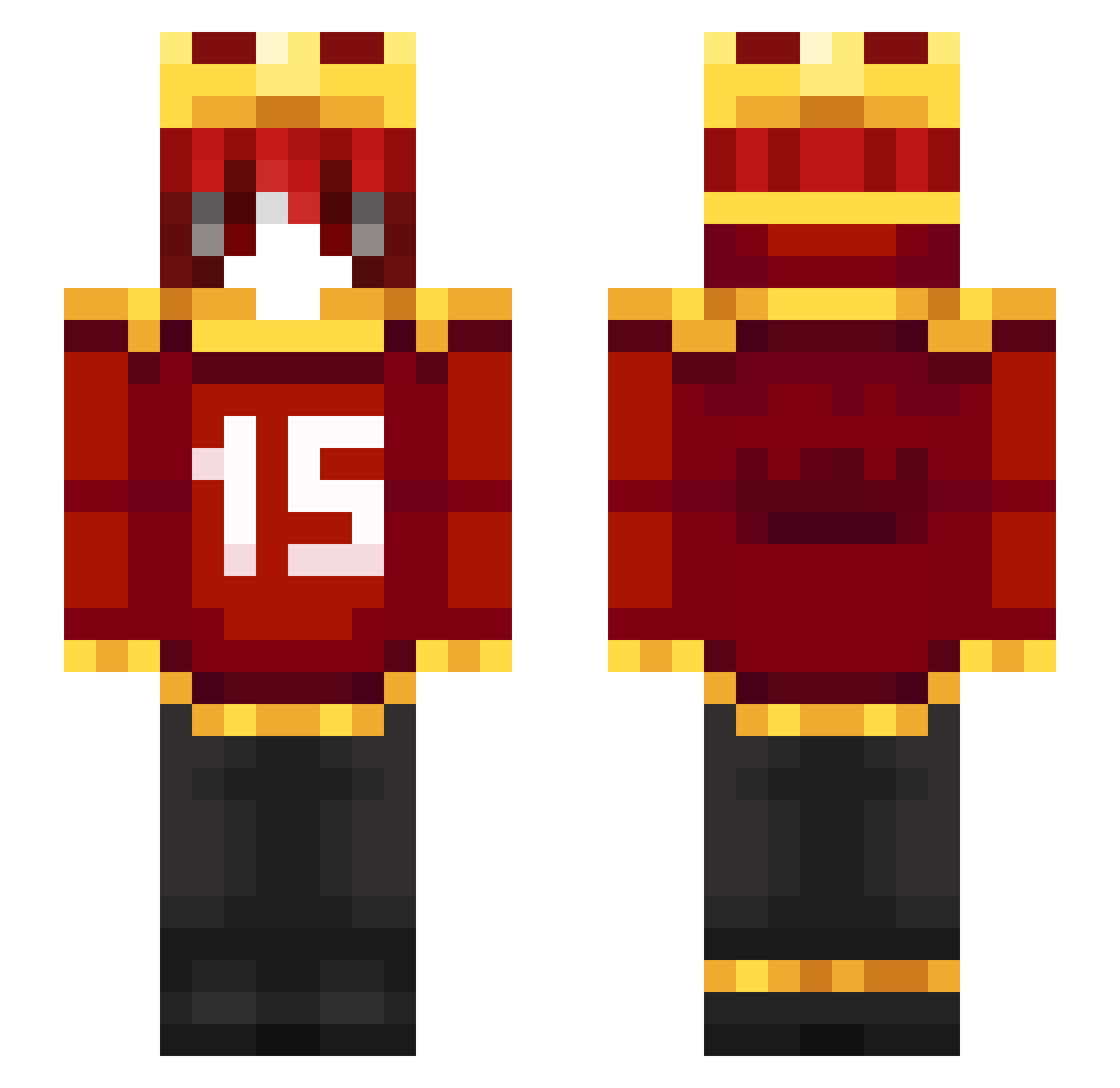 Zombieman1234 Minecraft skin, front and back view