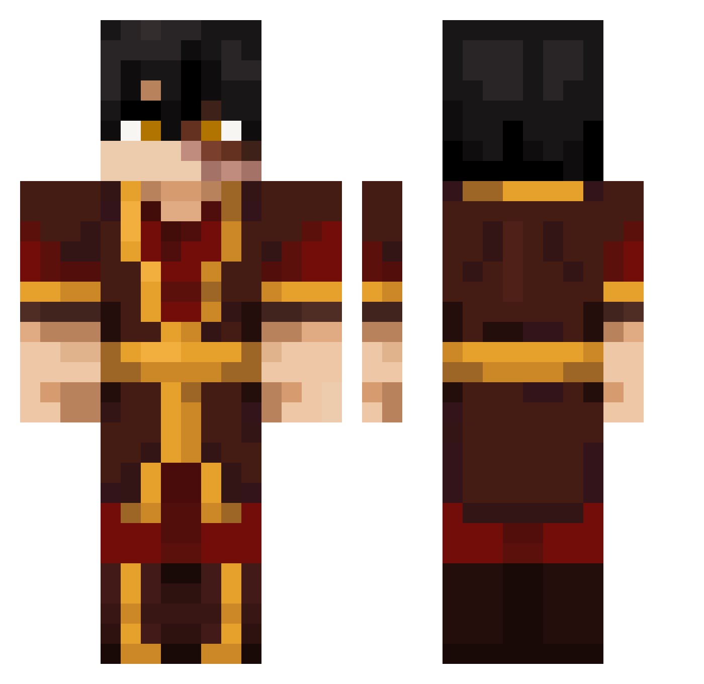 Maestic Minecraft skin, front and back view