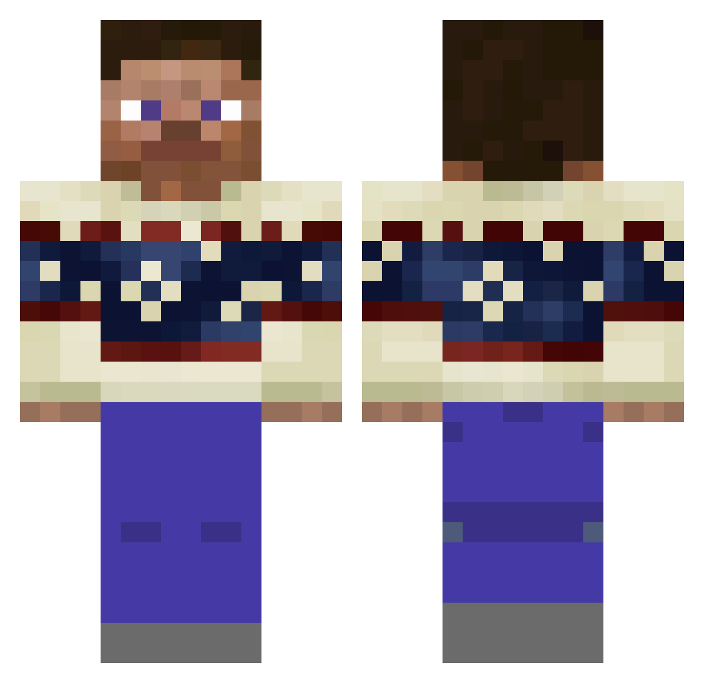 yuhsunny Minecraft skin, front and back view