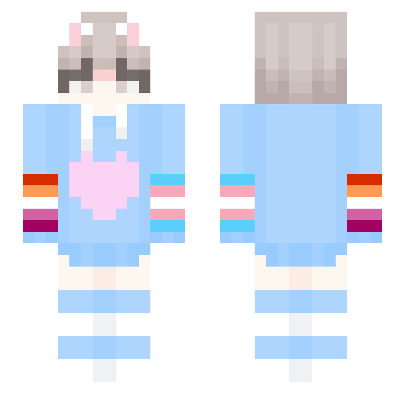 LunaIsSilly Minecraft skin, front and back view