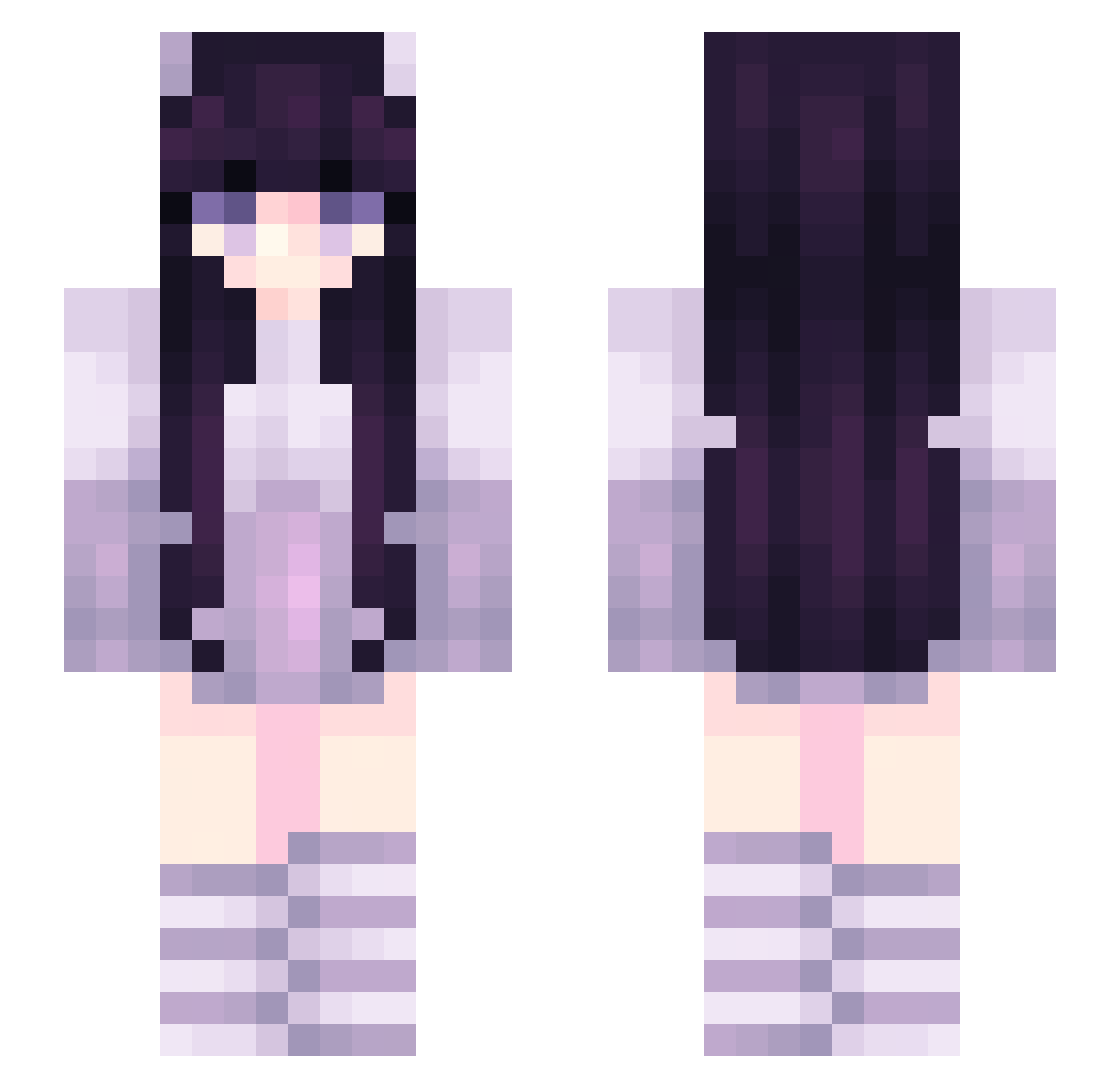 sleepyvivi717 Minecraft skin, front and back view