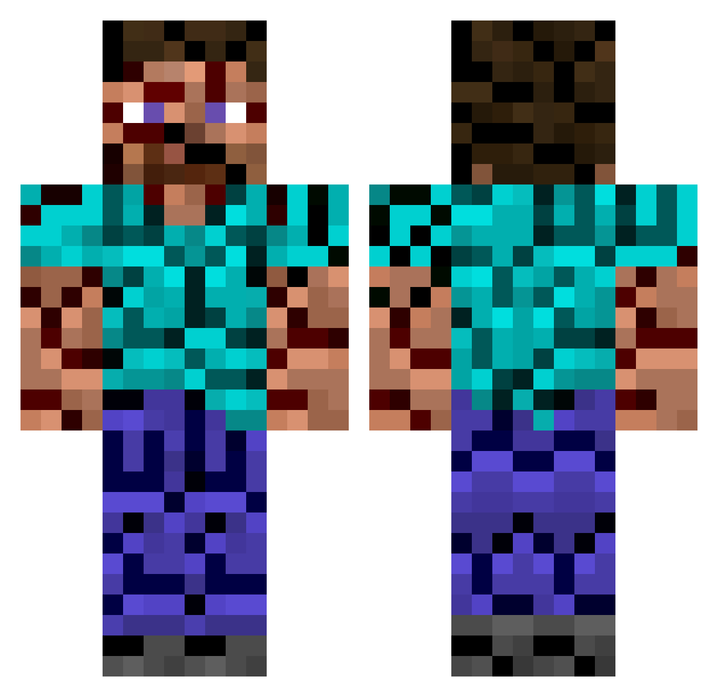 Pyey420 Minecraft skin, front and back view