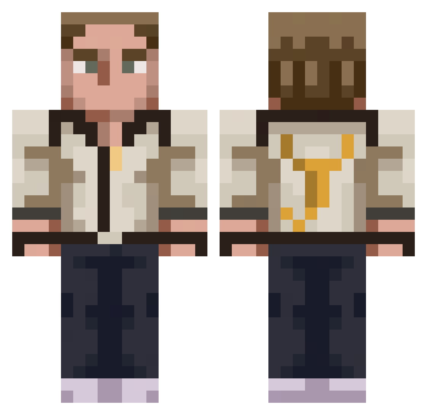 waterflosser Minecraft skin, front and back view