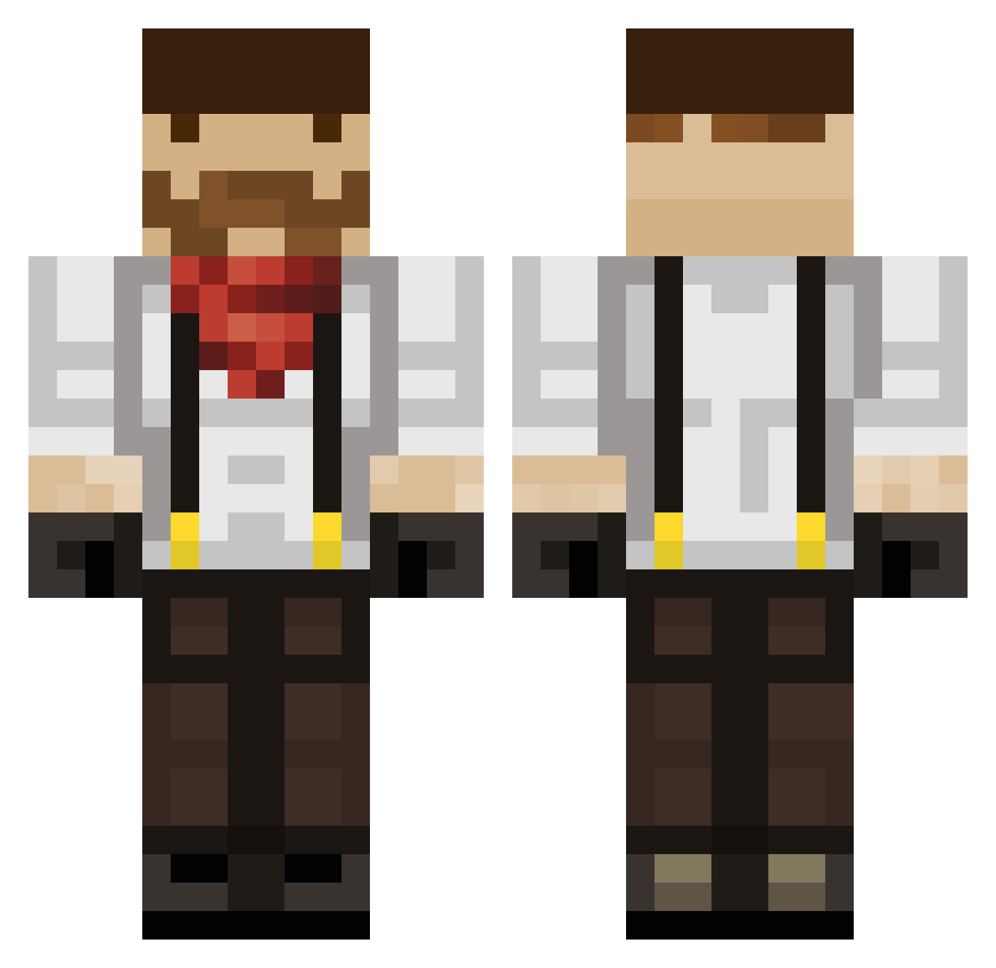 SirPringleton Minecraft skin, front and back view