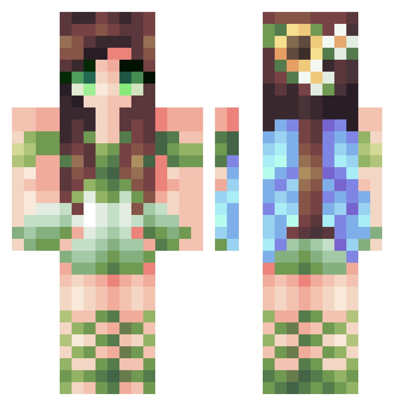 Casein Minecraft skin, front and back view