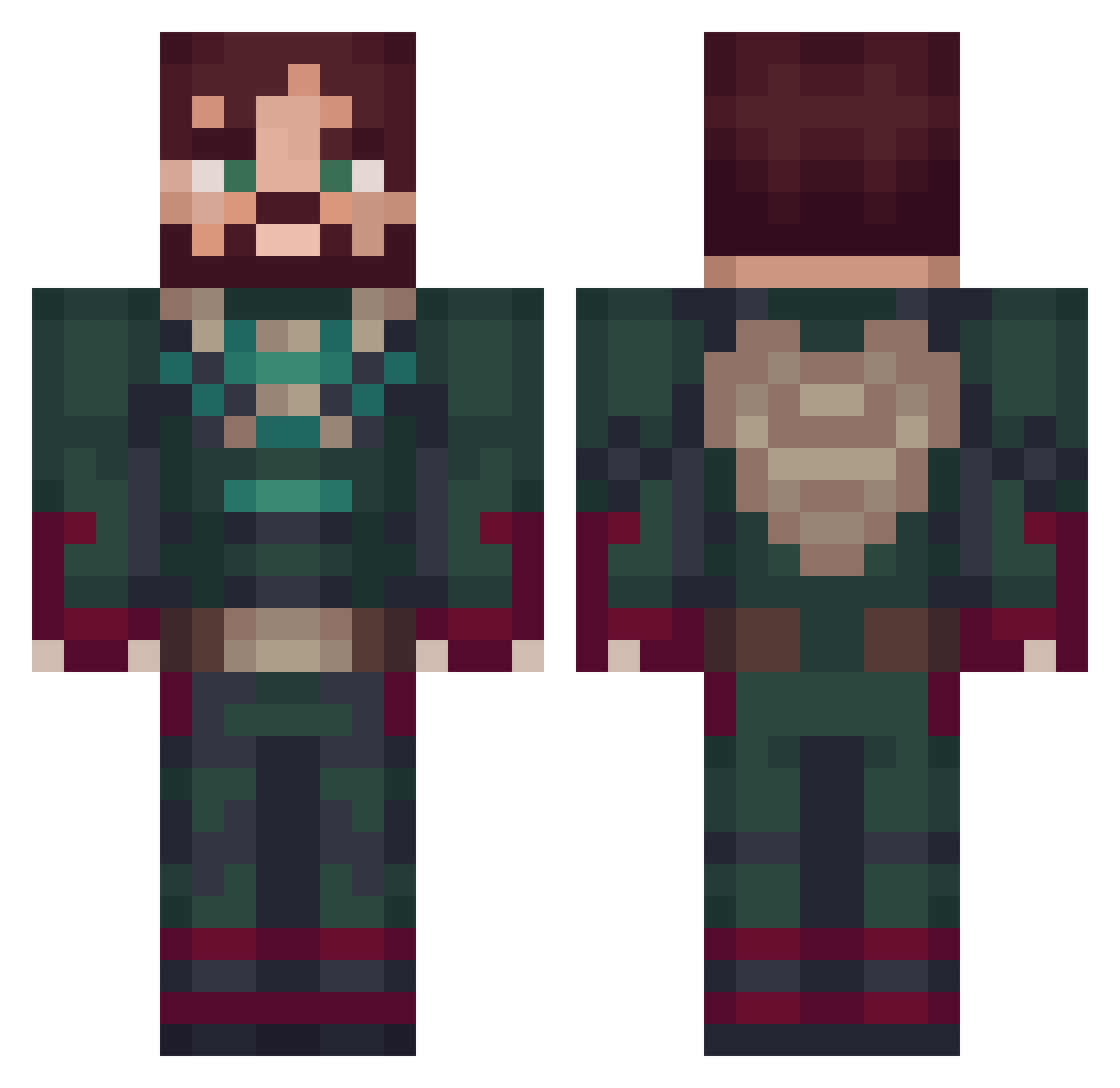 Yodajo Minecraft skin, front and back view