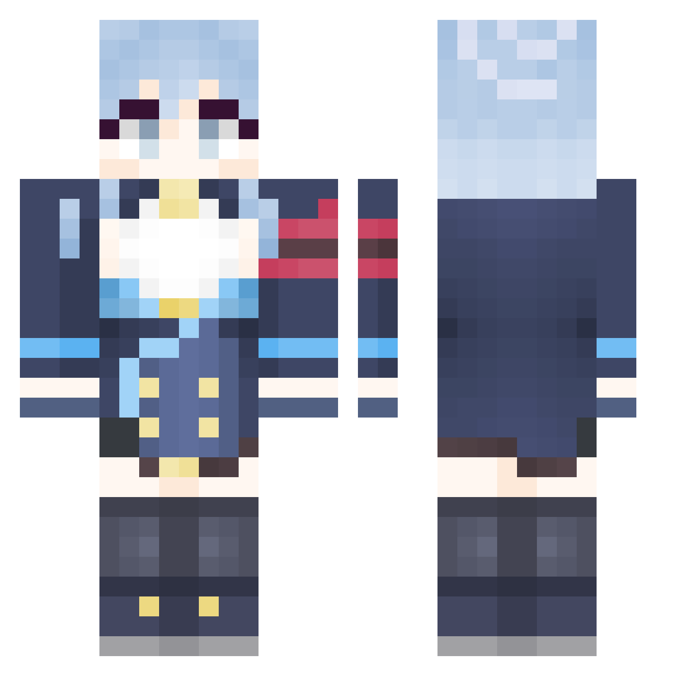Suzume_Hiroko Minecraft skin, front and back view