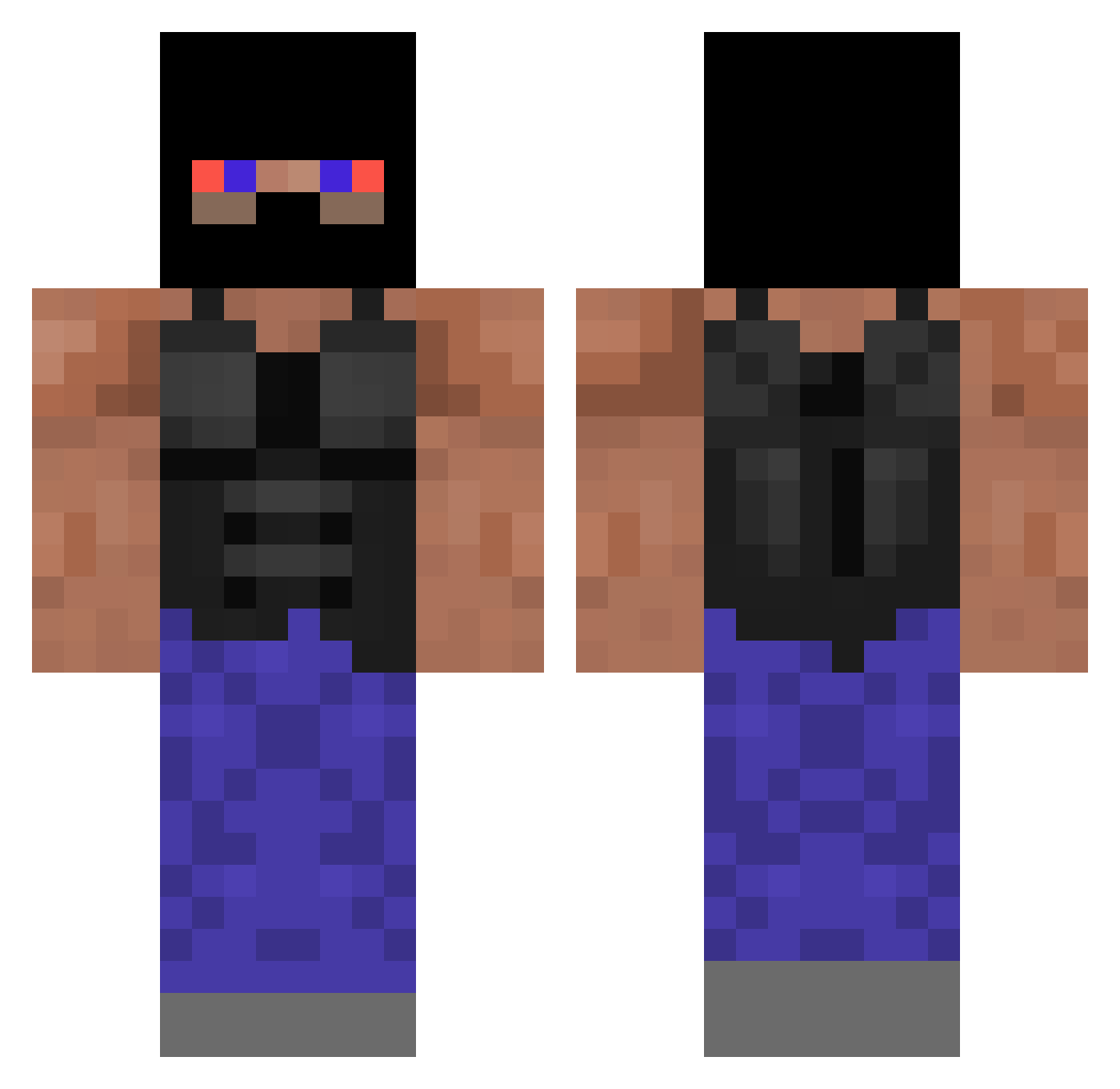 gm75 Minecraft skin, front and back view