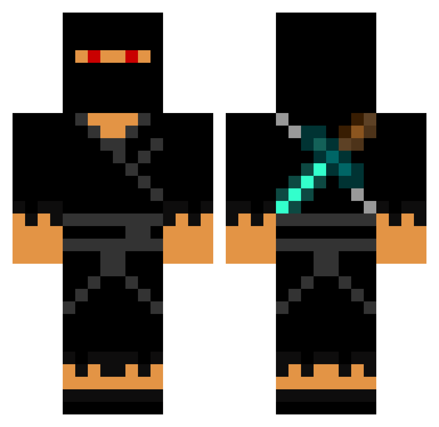 steeper Minecraft skin, front and back view