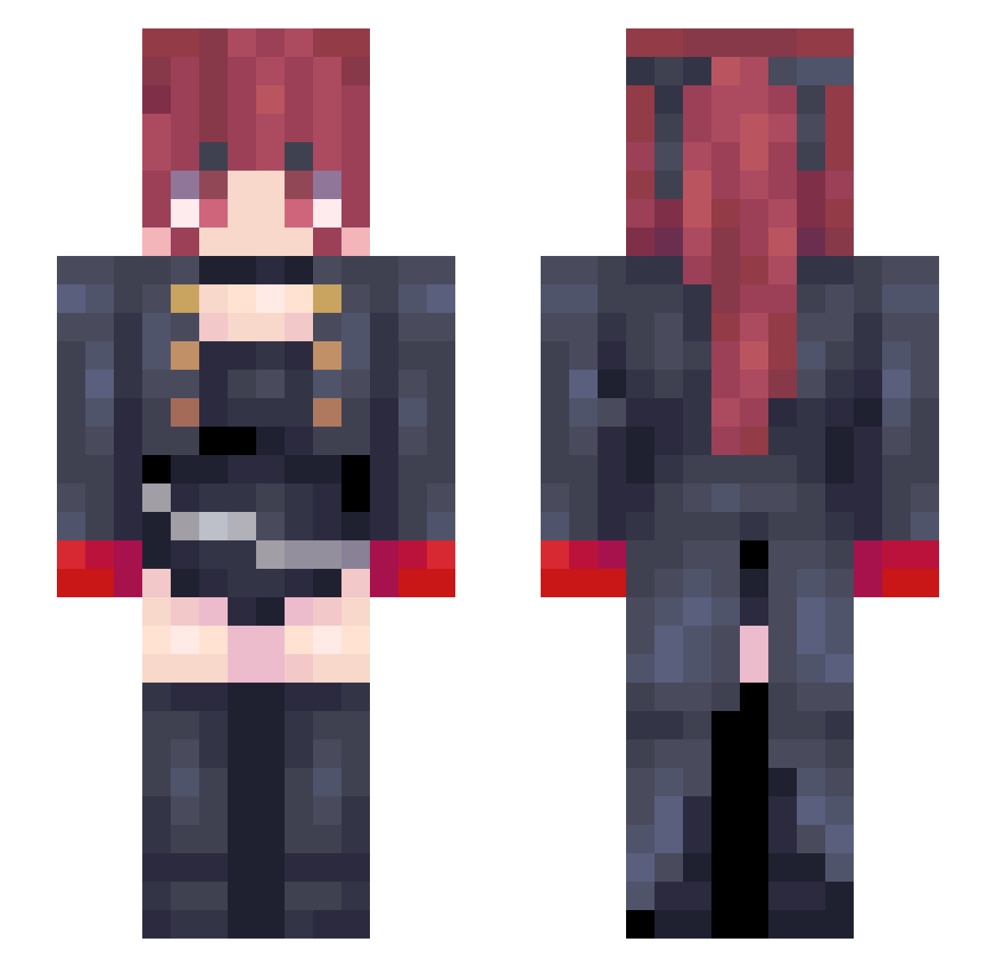 Flansu Minecraft skin, front and back view