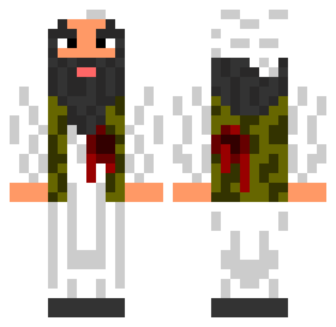 Warsterax Minecraft skin, front and back view