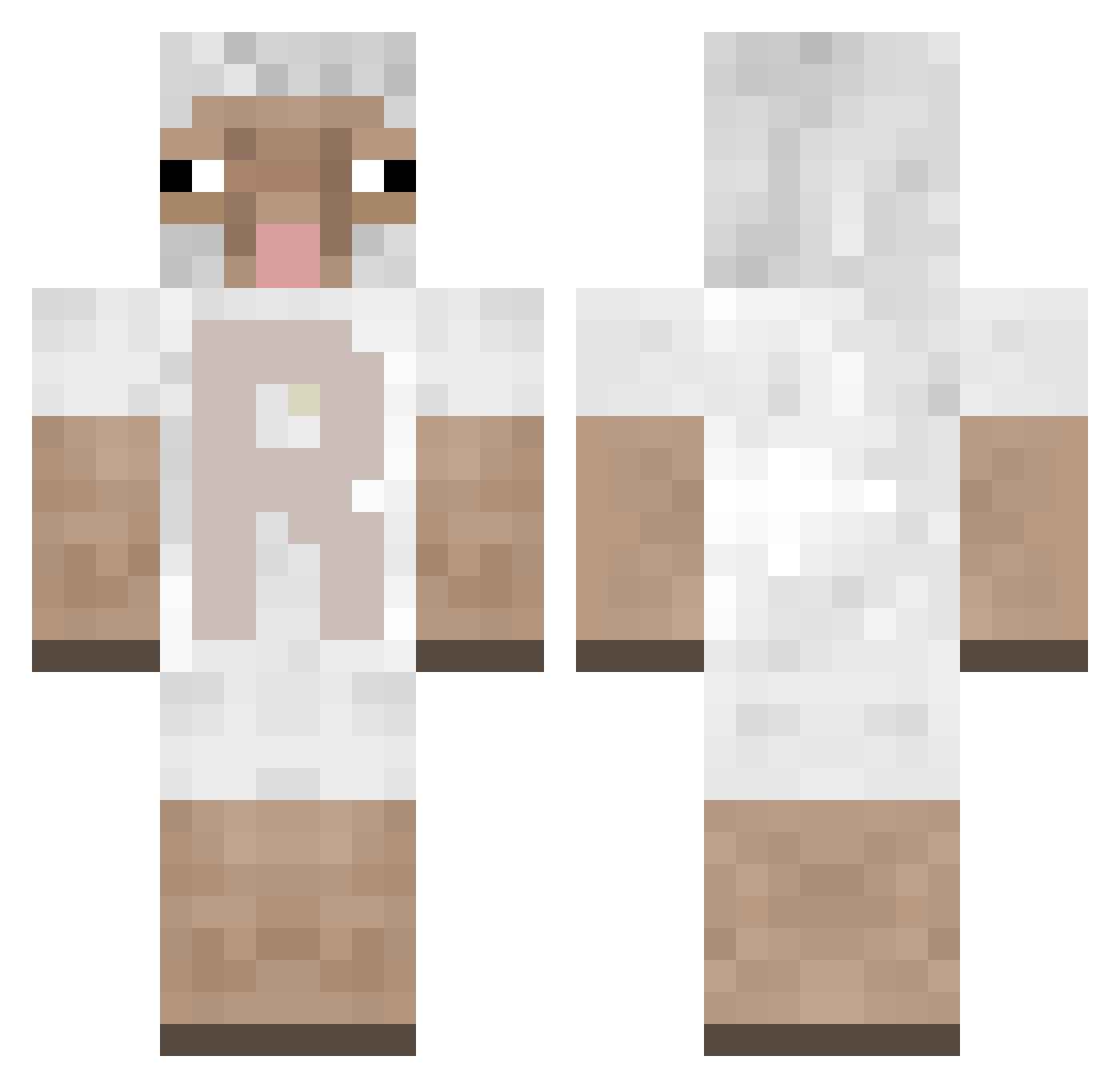 Resters Minecraft skin, front and back view