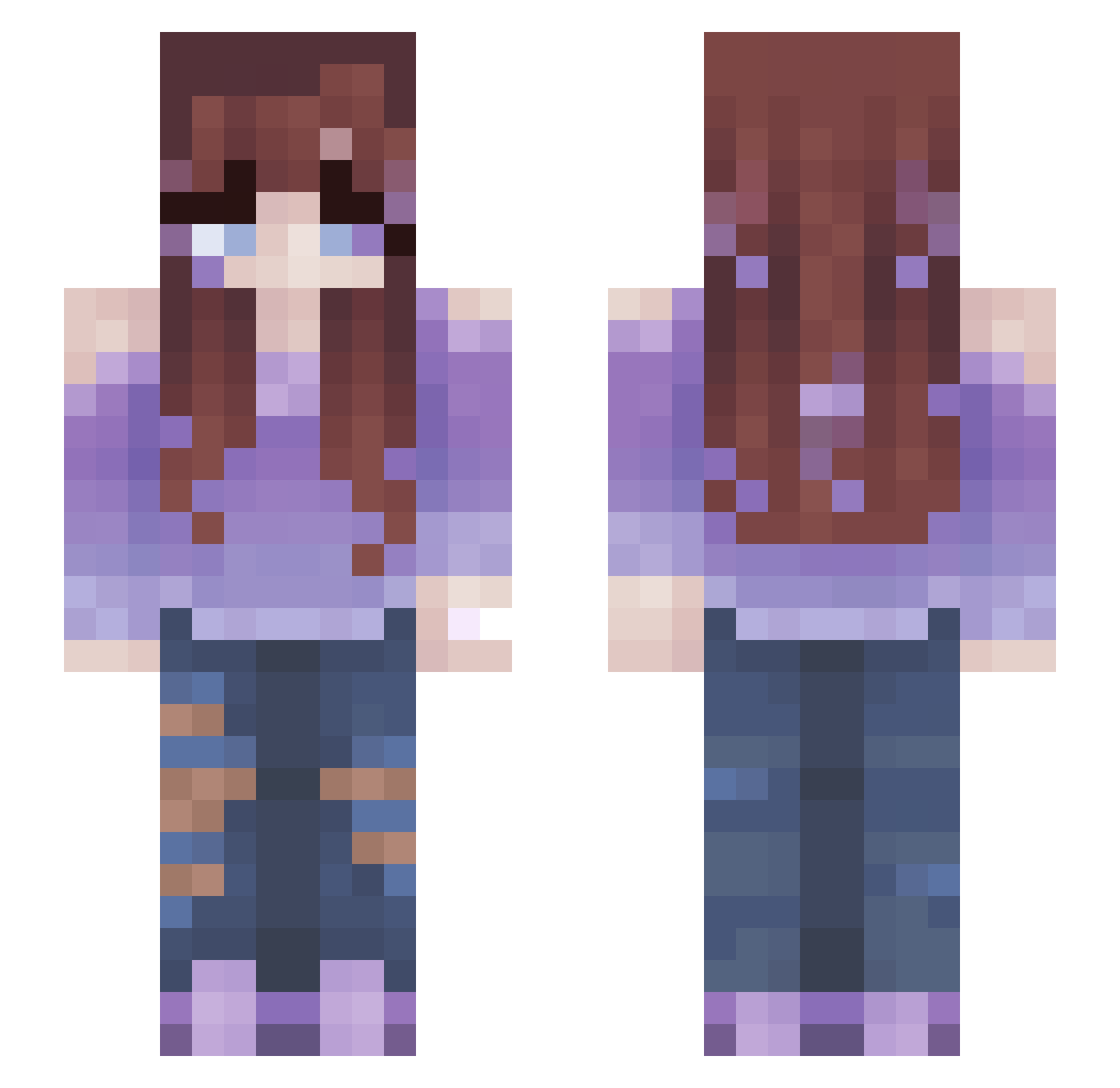ShyZucchini Minecraft skin, front and back view