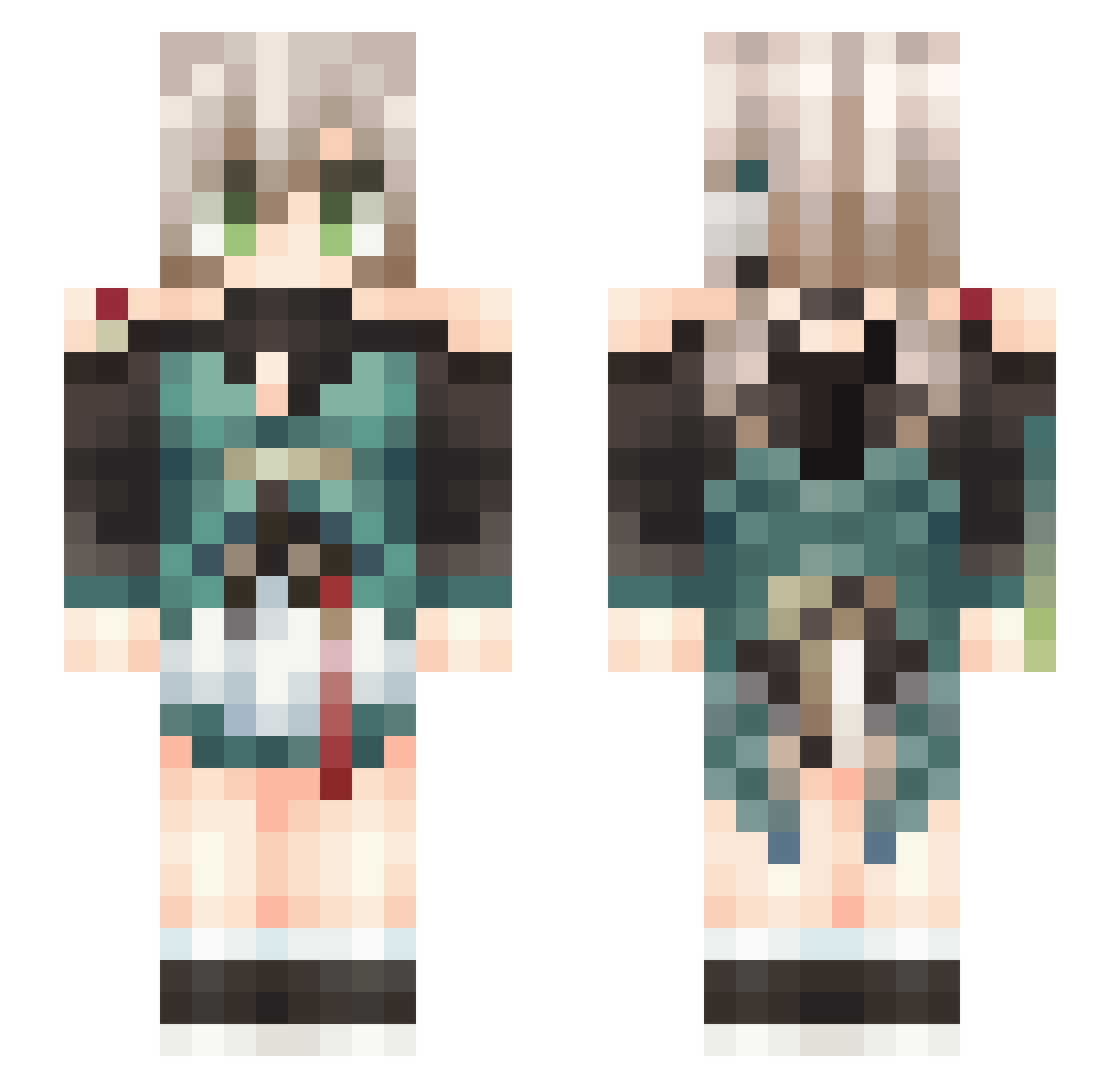 InSetting Minecraft skin, front and back view