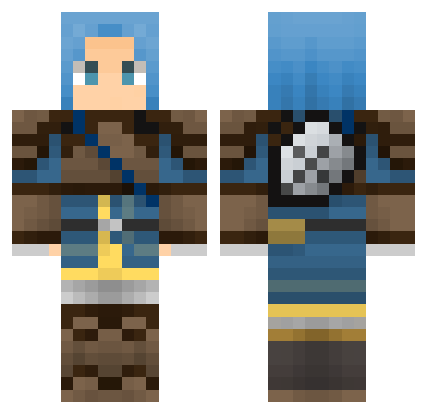 trebucket Minecraft skin, front and back view