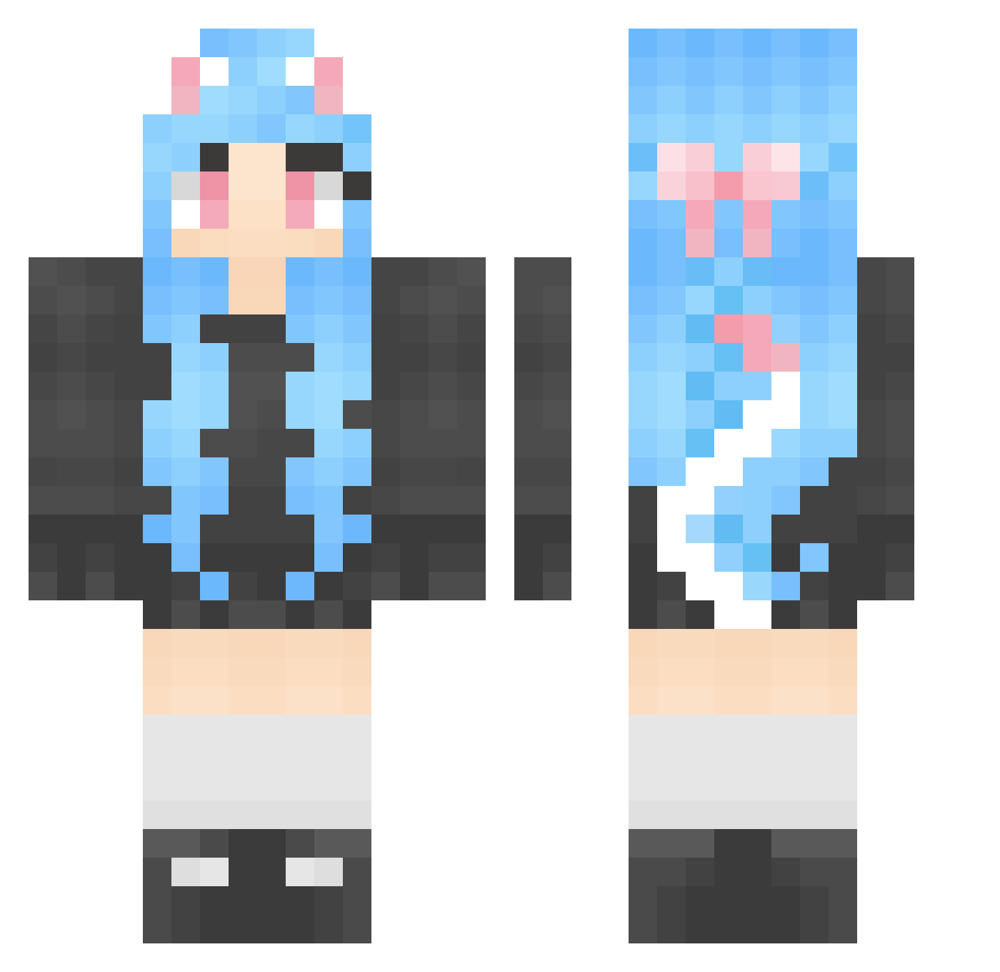 RedKinda Minecraft skin, front and back view