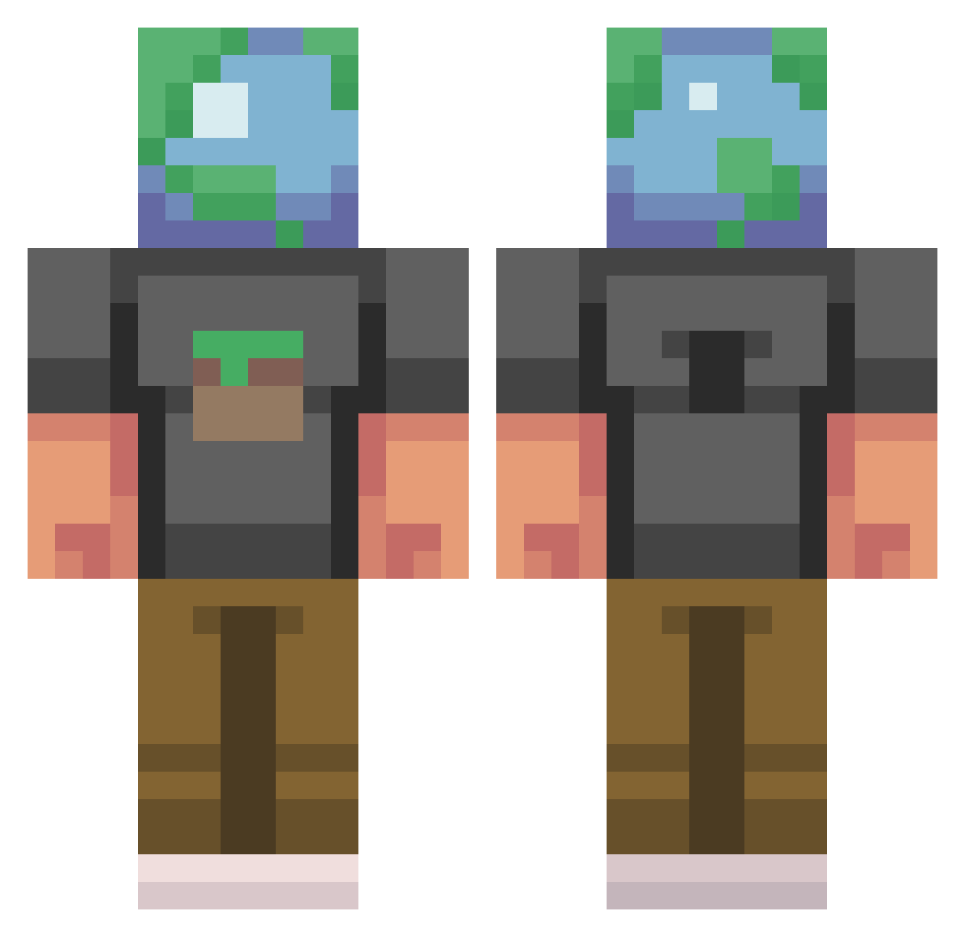 Glacialist Minecraft skin, front and back view