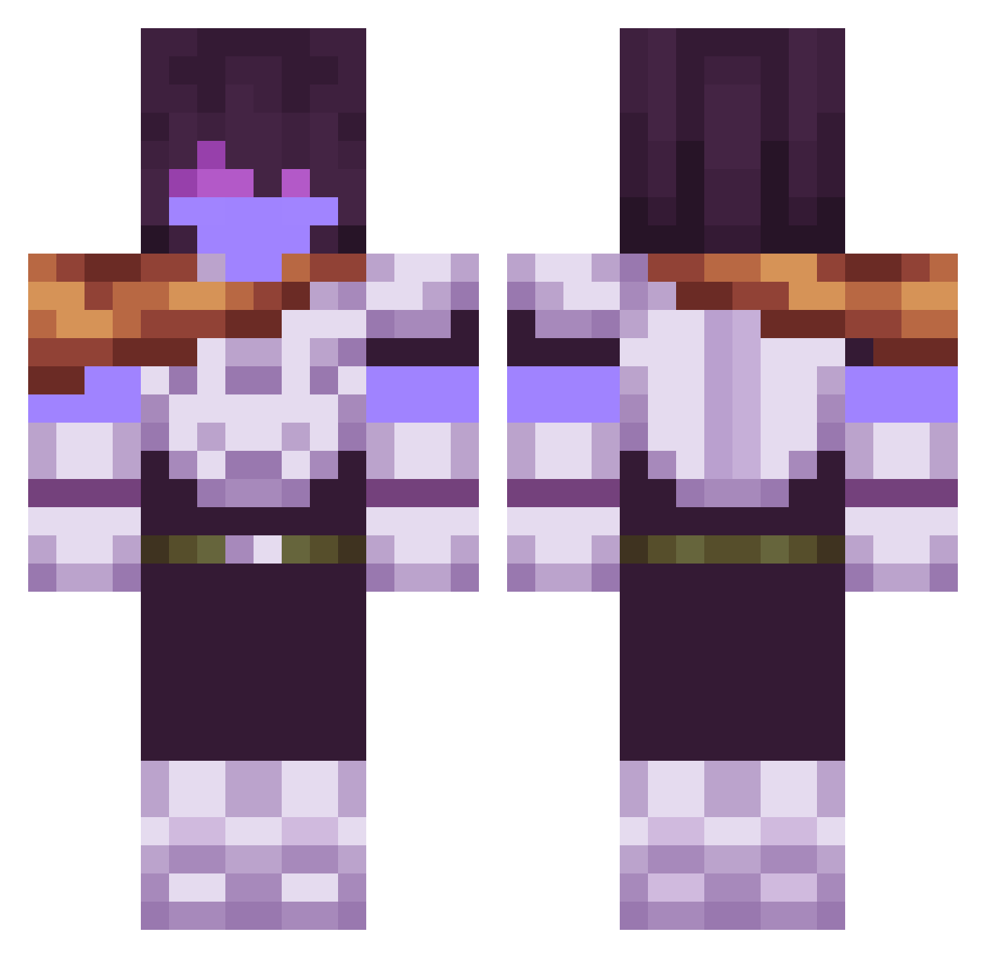 bluewastakenmc Minecraft skin, front and back view