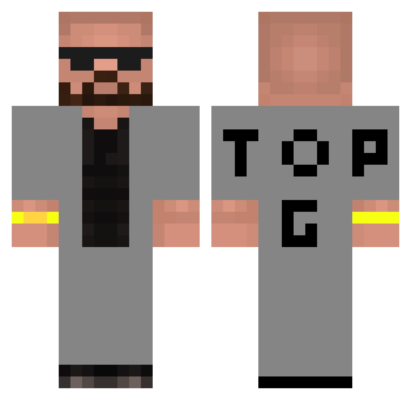 powerjesse Minecraft skin, front and back view