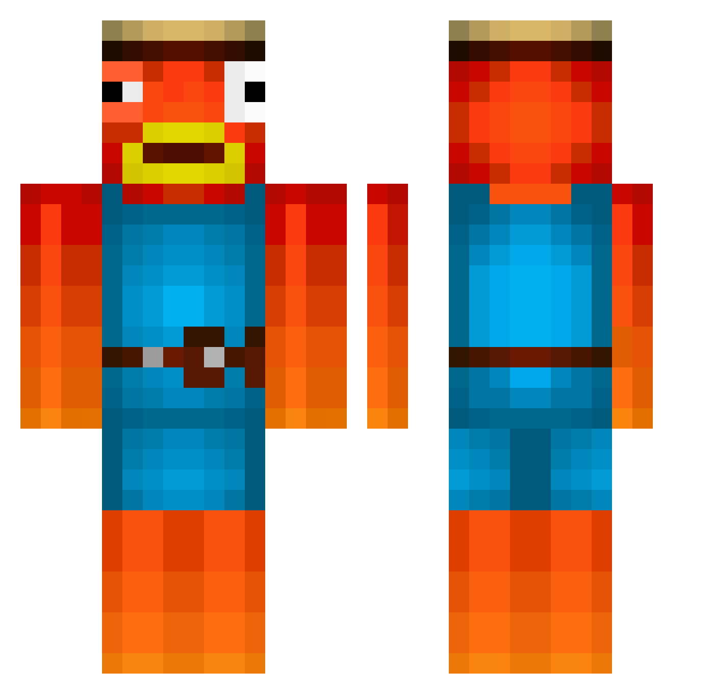 Sauklaue Minecraft skin, front and back view