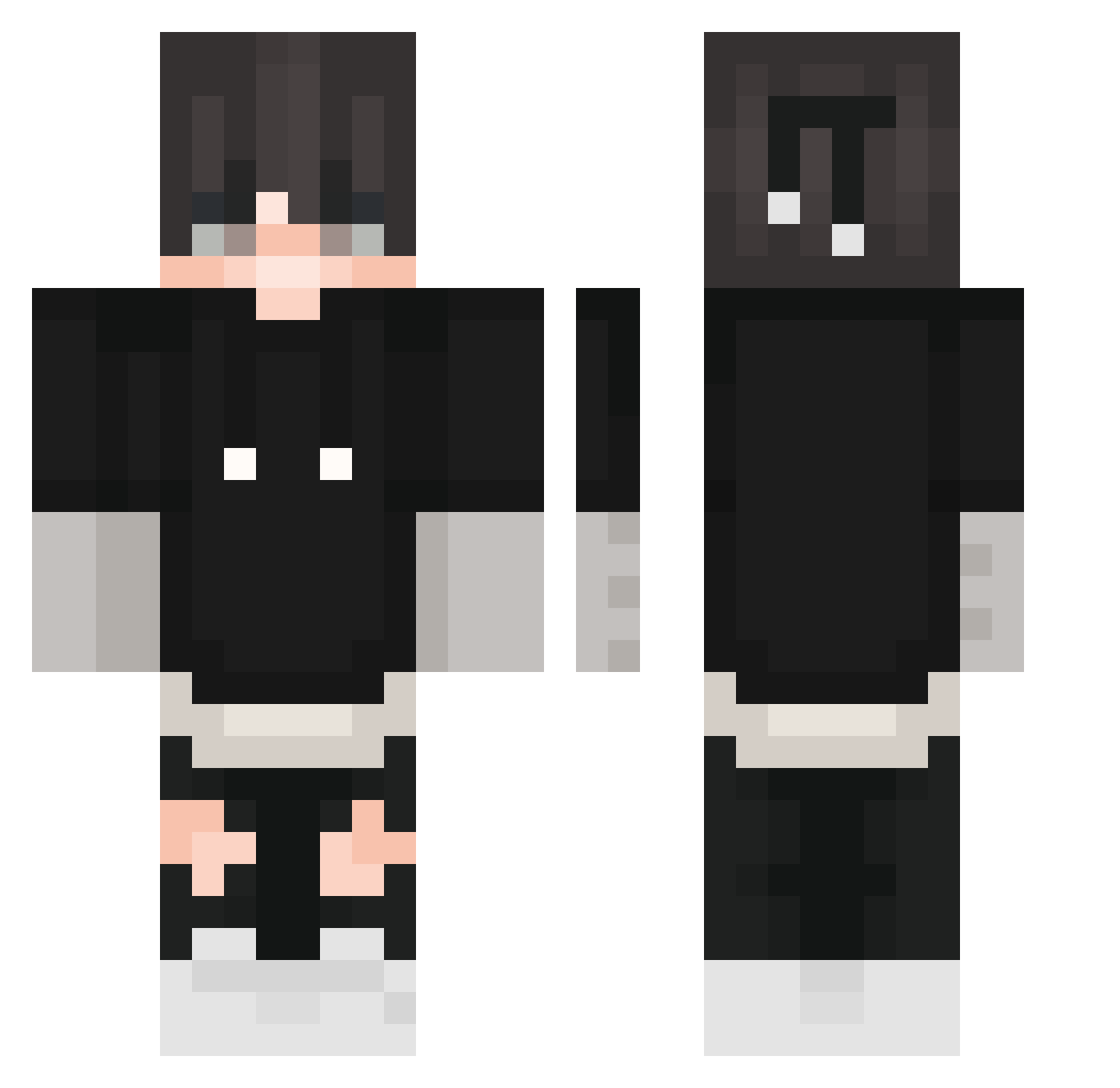 BL4CK11 Minecraft skin, front and back view