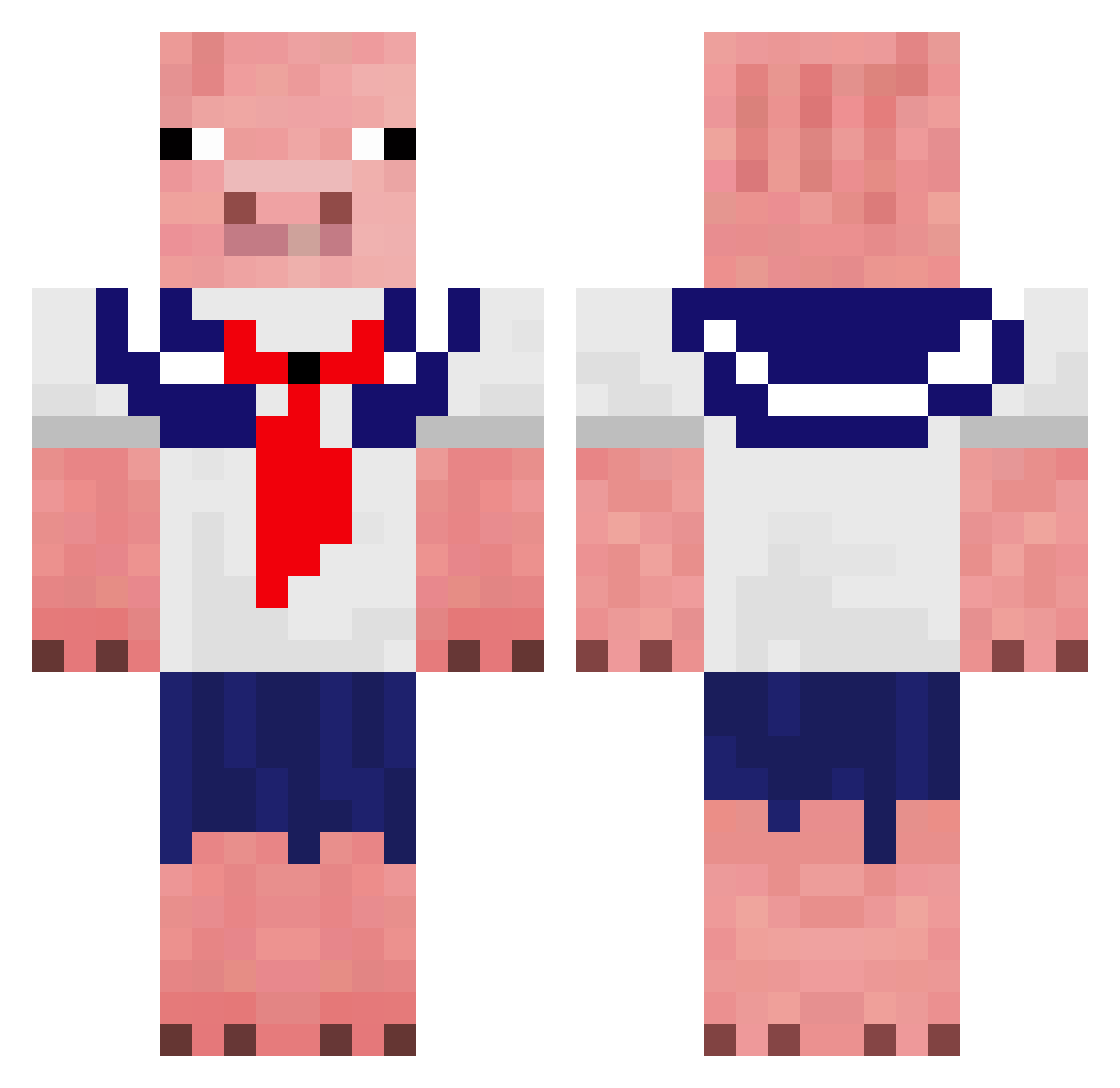 PigFish Minecraft skin, front and back view