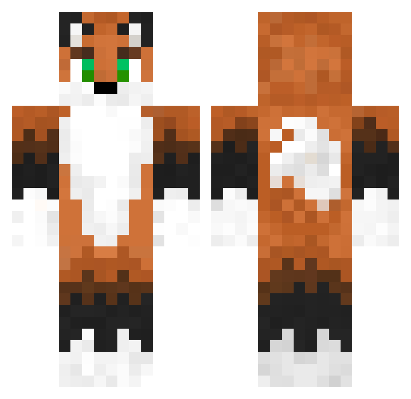 DentonClone Minecraft skin, front and back view