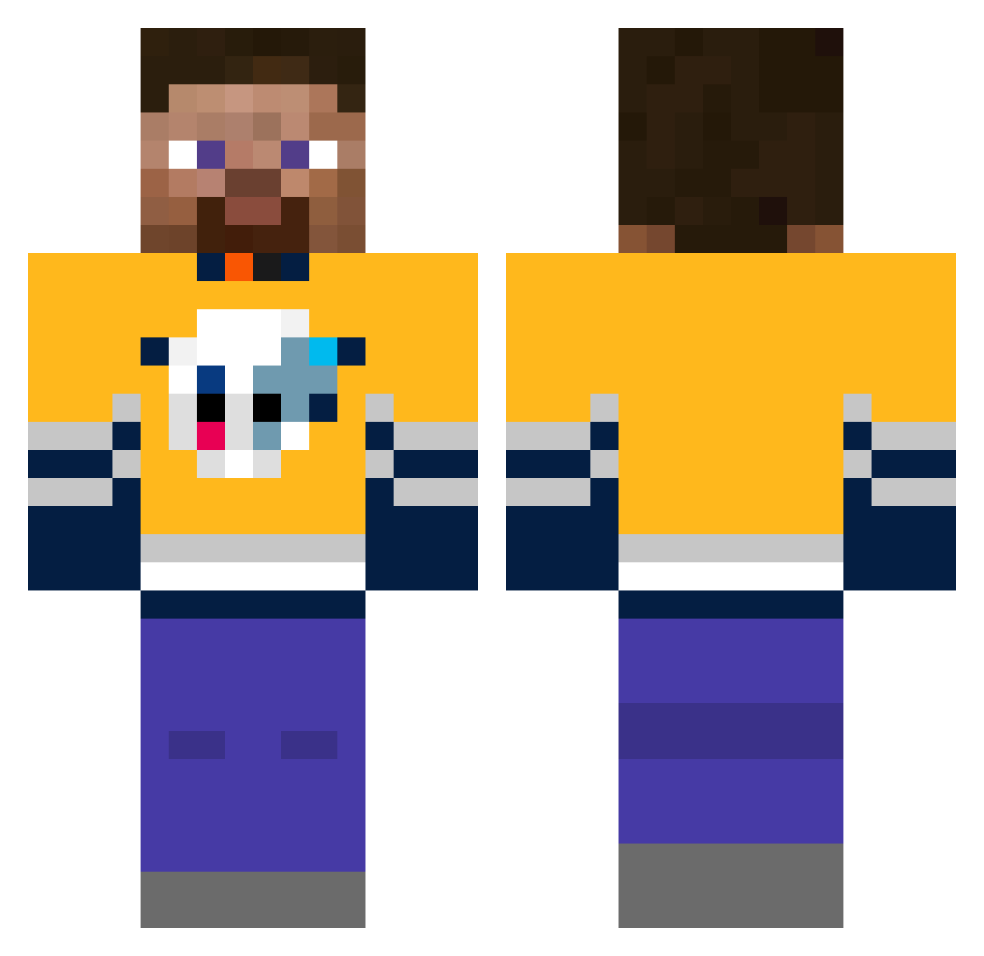 Spudnut7 Minecraft skin, front and back view