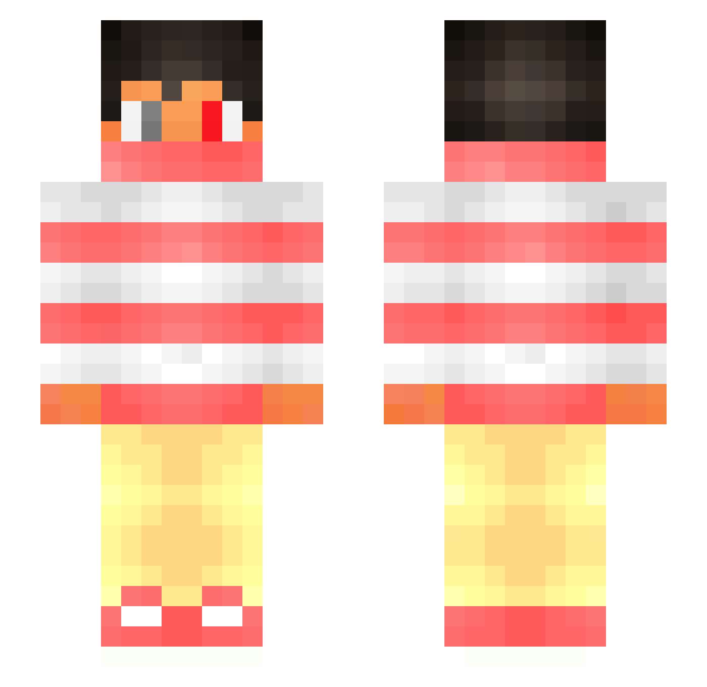 Terminated Minecraft skin, front and back view