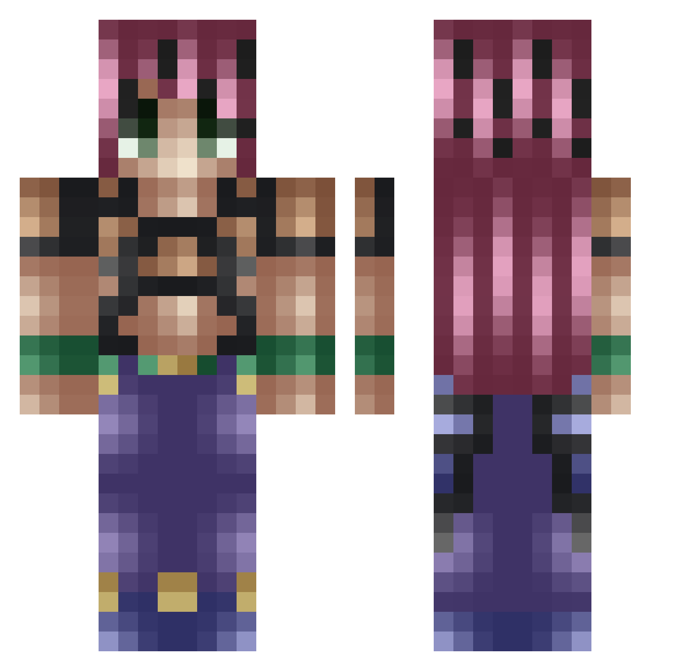 _Dw33b Minecraft skin, front and back view