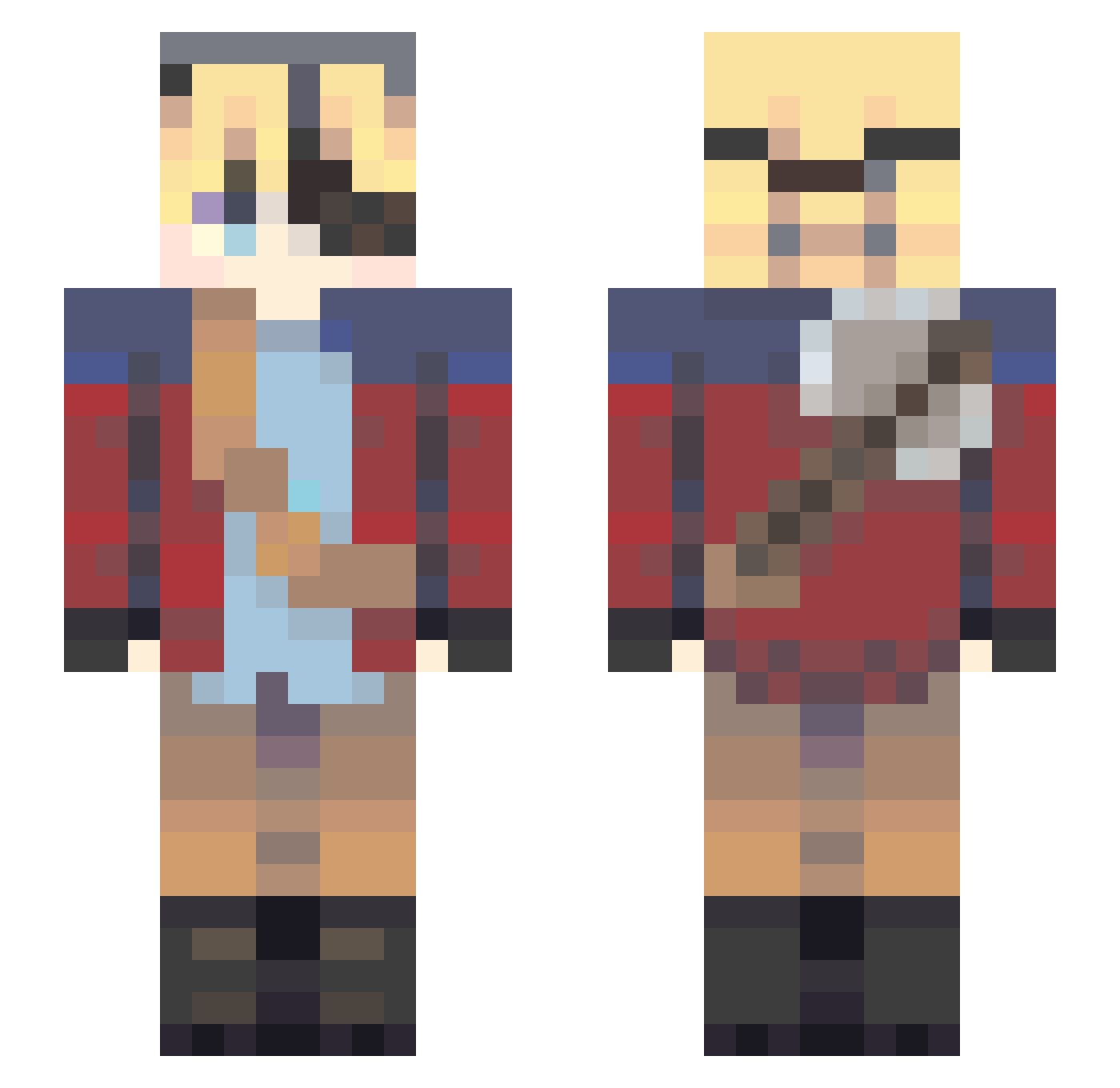 Foncini Minecraft skin, front and back view