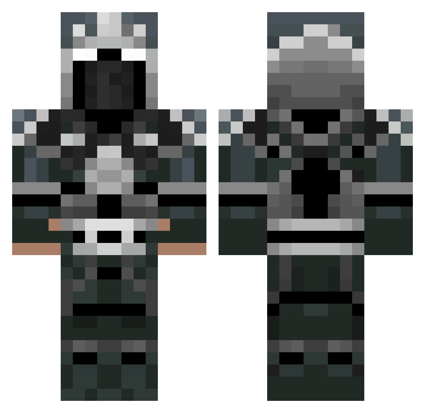 Scary Minecraft skin, front and back view