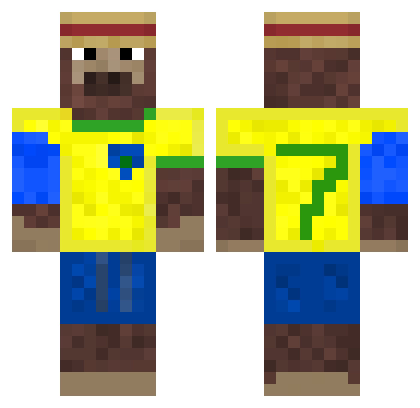 brunochii Minecraft skin, front and back view
