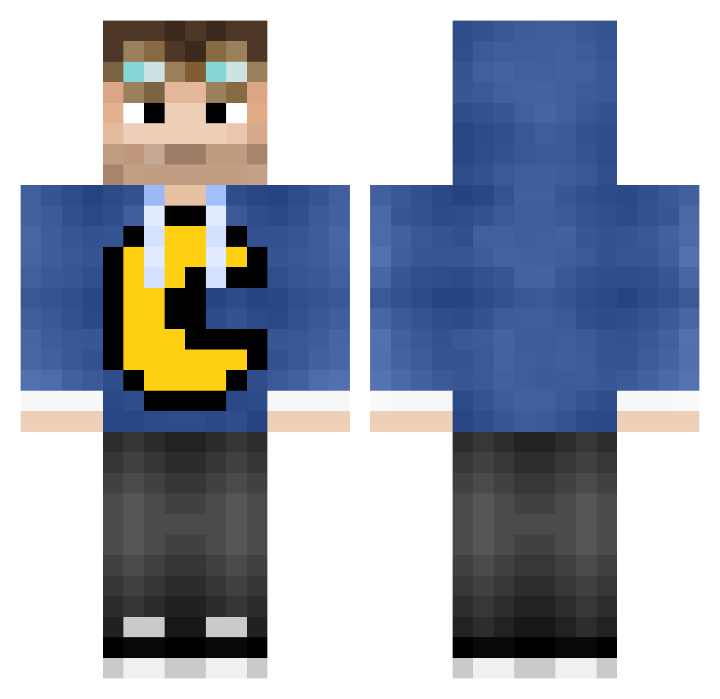 RianFCS Minecraft skin, front and back view