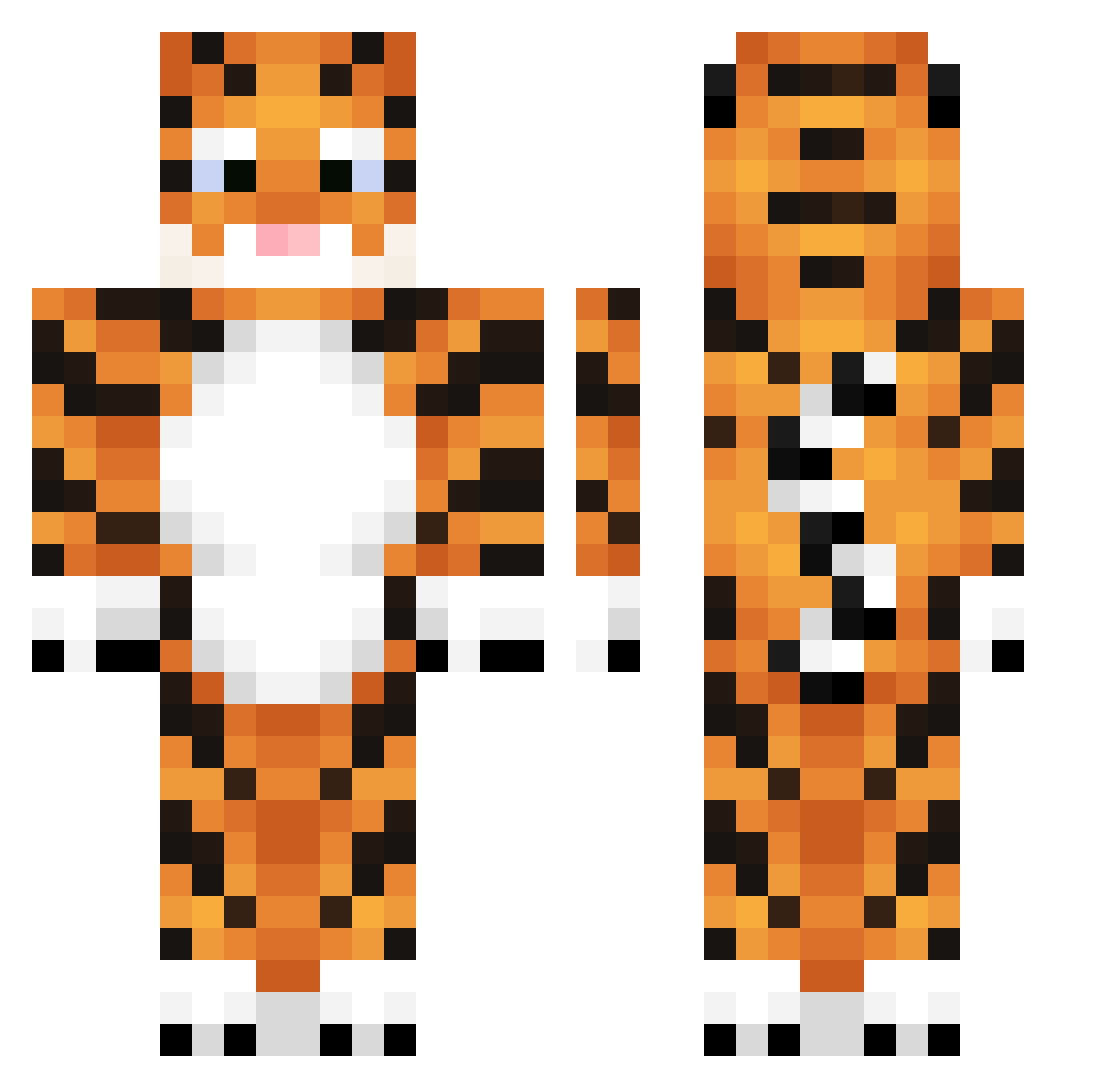 TigerLily45 Minecraft skin, front and back view