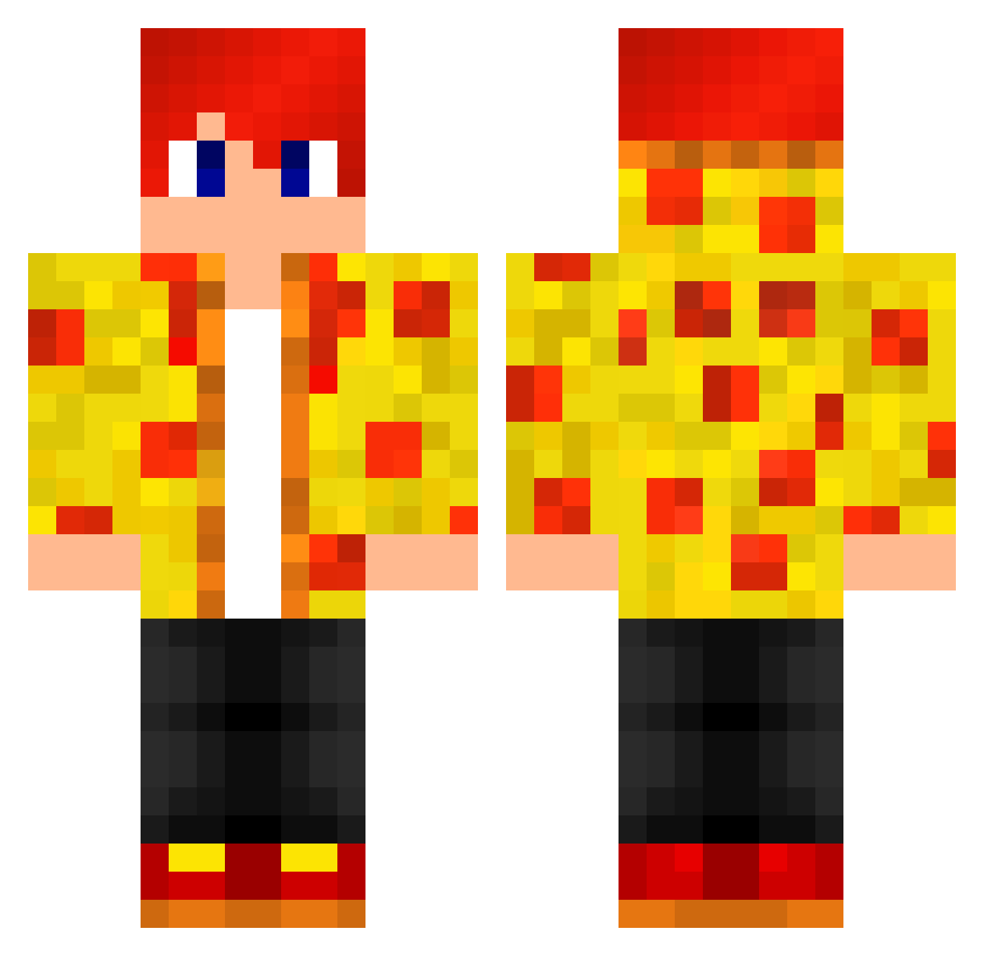 PizzaPartys999 Minecraft skin, front and back view