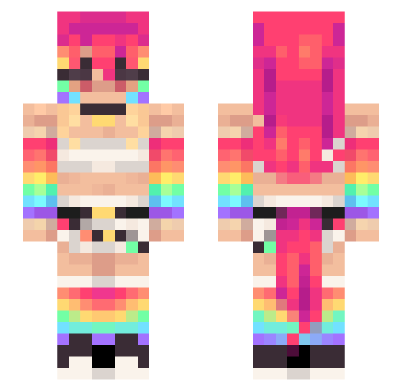 YourCorruption Minecraft skin, front and back view