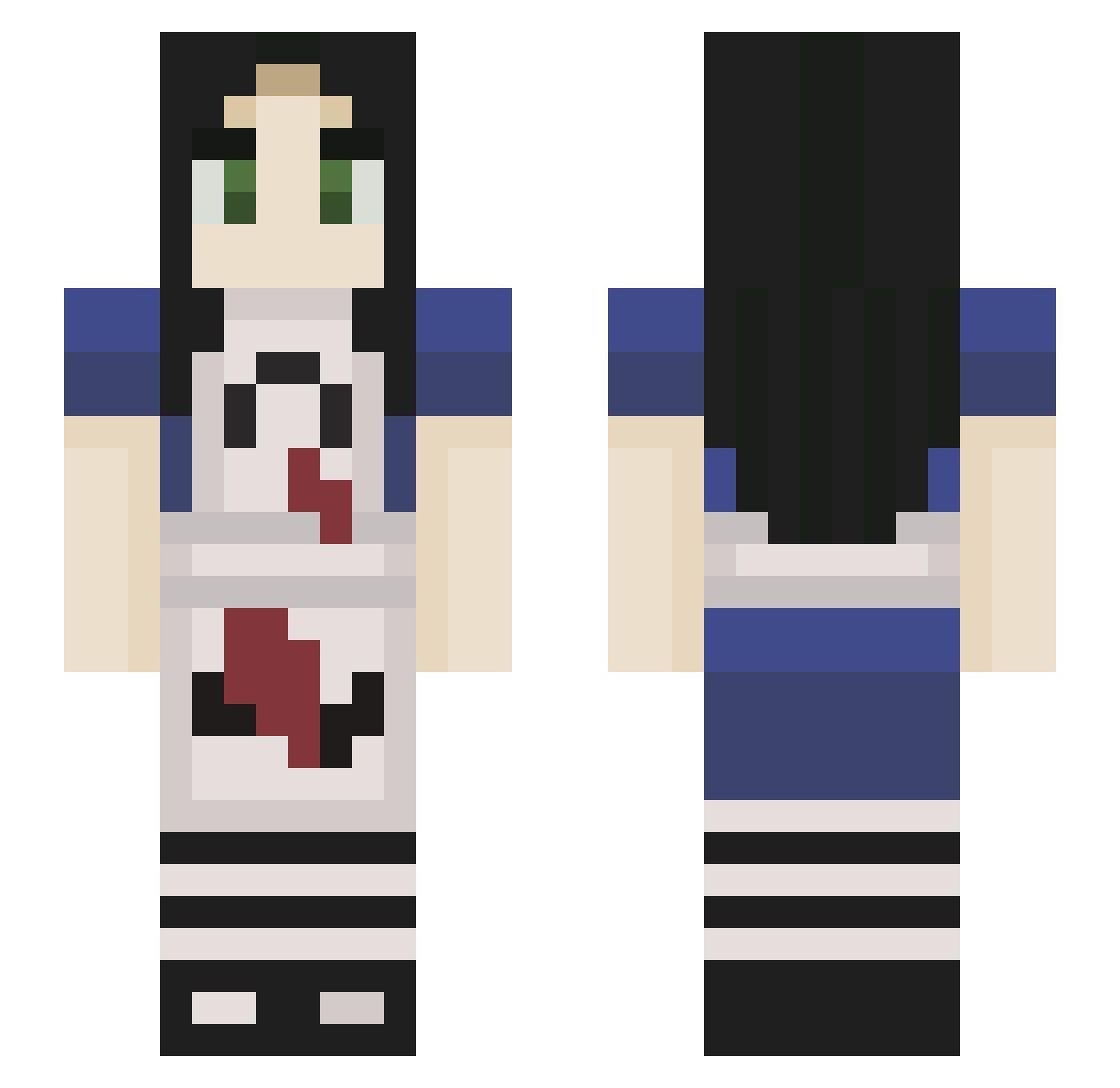 Batterfang Minecraft skin, front and back view