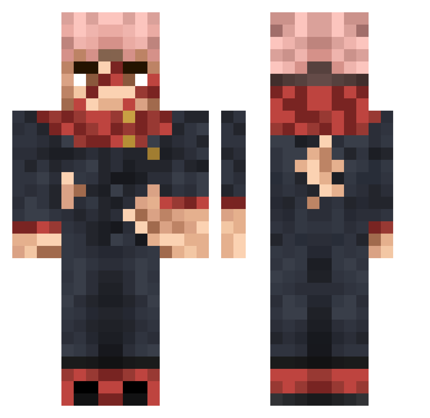 rxinzy Minecraft skin, front and back view