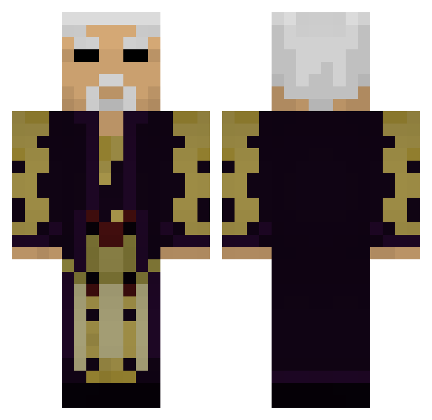 Alfred Minecraft skin, front and back view