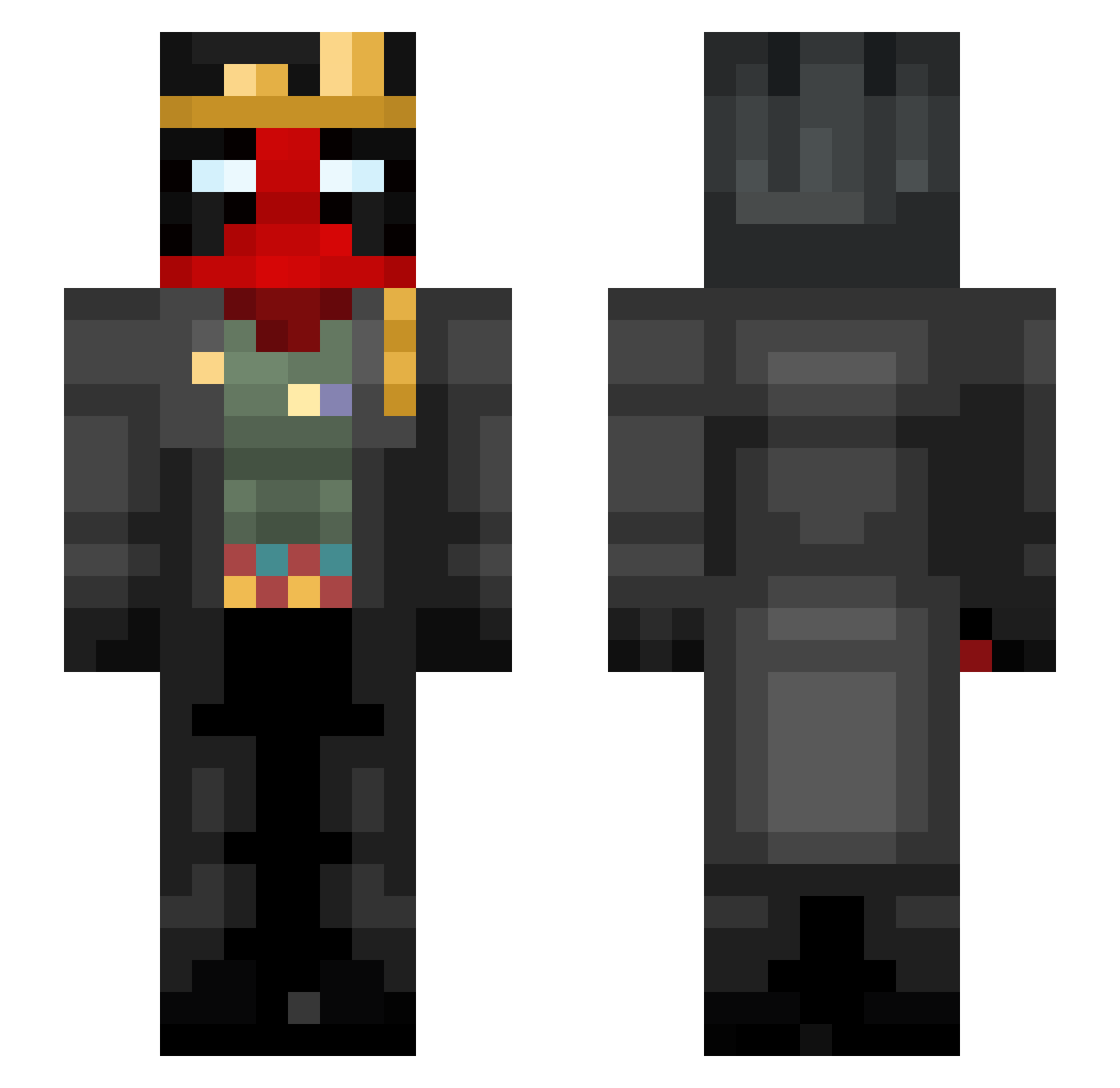 XrAlex Minecraft skin, front and back view
